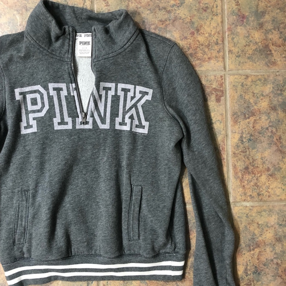 pink | small gray quarter zip - pink by victoria’s secret